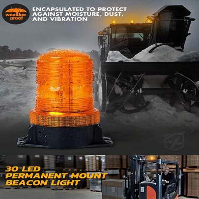 30颗LED汽车叉车辅助灯，琥珀色闪烁顶部安装警示灯，工程应急频闪灯，高可见度紧急安全警示汽车LED频闪旋转警示灯
