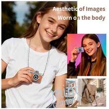 1.47" IPS HD Flip-Up Thumb Camera LK-027 . 180° Flip Screen . USB Charging . Multi-Beauty Filters . Backlight . Capable Of Filming Cinema-Grade Vlogs . Comes With 32GB Memory Card . Multiple Color Options - Multicolor - View 3