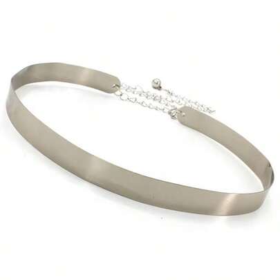 Women's Full Metal Smooth Mirror Waist Chain Dress Decor Thin Gold/Silver Color Belt