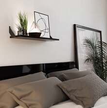 VINCO Repisa Flotante 30x80 cm con Mensula Soporte Lateral Minimalista Moderna Color Negro Mate Multiusos Hogar Oficina Carga 55 kg - 1 - Ver 5