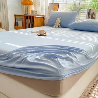 1 Stück einfaches Spannbetttuch Einfarbig, hautfreundliche Wolken-Baumwolle, weich, knitterfrei, atmungsaktiv mit 360° Gummizug, frisches Baumwoll-Spannbetttuch, bequem, gebürstetes Spannbetttuch, hautfreundlich, wolkenweiche Weichheit, passend für Matratzenauflage, Matratzenschoner, Staubschutz, geeignet als Geschenk für Eltern, Familie und Freunde zu Feiertagen und Anlässen