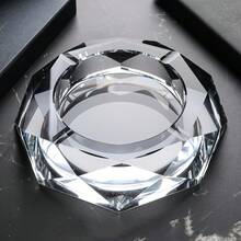 Glass Ashtray For Cigars & Cigarettes, Stylish Round & Square Tabletop Design, Home & Office Use - 方形水晶煙灰缸 - 查看 3