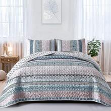 3 Pieces Boho Quilt Set Queen King Size, Blue Bohemian Quilt Sets, Lightweight Summer Bedspread Coverlet Bedding Set For All Season,Home Decor Bedroom Decor Mothers Day Gift Wedding Decorations - Light Blue - View 9