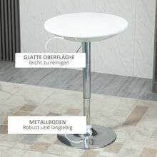 HOMCOM Modern Dining Table, Height Adjustable, Metal With White ABS Coating, Ø61 X 76-97 For Kitchen And Living Room - 1 - View 5