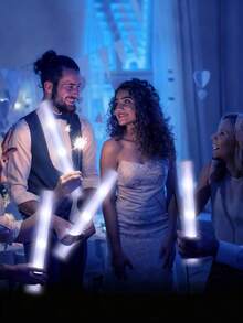 36 件 LED 白色泡沫棒白光闪光欢呼棒婚礼棒婚礼新娘礼物派对单夜灯狂欢派对发光氛围用品夏季生日礼物海滩返校学校用品房间装饰