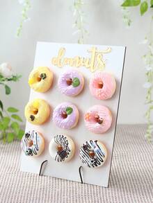 九孔木质甜甜圈展示架，底座式甜甜圈套装，家用甜甜圈展示架，婚礼及新娘送礼会食品展示架，生日派对食品架，木质甜甜圈托架，婴儿派对甜点展示架，乡村风格装饰 - 原木色 - 查看 15