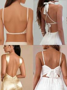 2pcs Women's Seamless Backless Strapless Bra - Lightweight & Breathable Thin Bridallingerie, Adjustable & Convertible Shoulder Straps, Light Support (Ideal For A/B Cup) - Wedding, Formal Dress, Camisole Underwear,Fall & Winter Wear - Multicolor - View 5