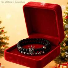 3pcs/Set Unisex Astronaut, Soccer, Heart Shaped Electronic Watch Paired With 2pcs Fashionable Crown Beaded Bracelet, Suitable For Christmas, Holidays, Daily Matching, School And Other Occasions - Black - View 4