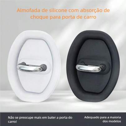 Amortecedor de Fechadura Porta Carro 4 Peças - Borracha Anti Impacto Universal