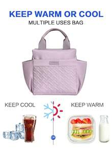 10L Large Capacity Solid Color Insulated Lunch Bag, Multifunctional Soft Leak-Proof Adult Lunch Tote Cooler Bag With Zipper, Portable Water-Resistant Thermal Tote Lunchbox Bag, Perfect Bento Bag For Office School Vacation And Picnic, School Supplies School Accessories Classroom Organizer Bags Woman Lunch Box Bag For Women Ladies Bag For School School Stuff - Purple - View 6