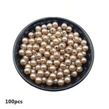 Hạt tròn Acrylic màu kaki 4/6/8/10mm dùng làm đồ trang sức làm dây đeo điện thoại di động DIY thời trang vòng tay vòng cổ phụ kiện trang trí - Màu Khaki - Xem 4