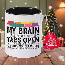 Funny Computer-Themed Coffee Mug With "My Brain Has Too Many Tabs Open" Saying - Ceramic Cup With Frozen Tabs Design, Non-Slip Base - Gift For Students, Office, Office Workers, Highquality Print, Humorous Drinkware, Home Use - Hand Wash Only - Ideal - 紅色 - 查看 5