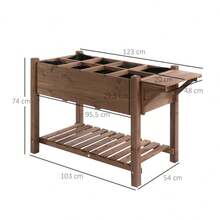 Outsunny Tall Planter 123x54x74cm With 8 Compartments And Folding Shelf Made Of Solid Wood In Brown For Garden And Patio - 1 - View 5