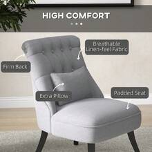 HOMCOM Relaxing Chair With Back Cushion, Elevated Feet, Linen Grey 52.5x69x77cm For Comfortable Relaxation