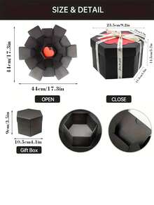 一套六边形爆炸造型DIY相册盒，惊喜生日礼物 - 黑色 - 查看 2