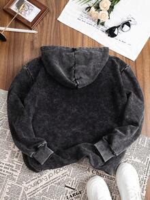 LQTY 棉质秋冬女装纯色个性图案印花街头韩版舒适复古基础时尚通勤百搭 Y2k 服装女装适合户外休闲常规小众朋克风格黑色修身水洗拉链夹克 - 黑色 - 查看 3