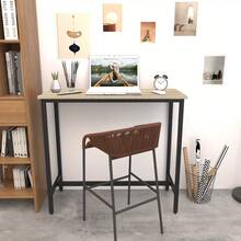 100cm Industrial-Grade Rectangular Steel Bar Counter Dining Table, Adjustable Lever & Footpads, Suitable For Breakfast, Kitchen, And Bar High-Table Dining Experience, Walnut Brown/Rustic Brown - Walnut Brown - View 2