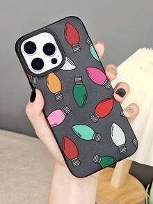 GALLAPLE Multi Color Retro Christmas Light Bulb Print Phone Cover, Fun Holiday String Accessory, Festive Season Protection Christmas Decor Phone Case Compatible With IPhone 17Promax/17Pro/17Air/17/16Promax/16Pro/16Plus/16/15Promax/15Pro/15Plus/15/14Promax/14Pro/14Plus/14/13Promax/13Pro/13/12Promax/12Pro/12/11Promax/11Pro/11/XSMAX/X/XS - Hot Pink - View 9