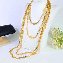 奢华阿拉伯婚礼长项链 50/80/100厘米 24K镀金 迪拜穆斯林女性新娘订婚派对时尚珠宝 - Long Necklace - 查看 4