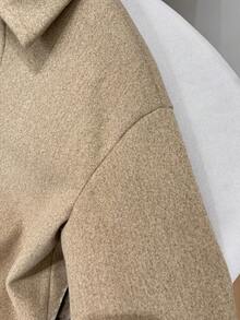 Manteau décontracté élégant de mode d'hiver pour femmes, nouvelle année, couleur unie, épaules tombantes, manches longues, fermeture éclair - Beige - Voir 9