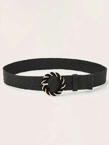 Fashionable Versatile Woven Belt, Vintage Dress/Coat Waist Cincher , Round Buckle Decor - 100 - View 6