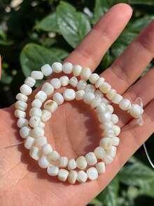 1pc Natural Freshwater Shell Asymmetrical Fragment Spacer Beads, Shell Round Beads, Loose Beads For DIY Jewelry Making Bracelets Necklaces - White - View 12