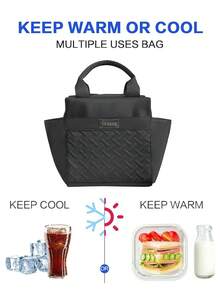 Duża pojemność 10 l, jednokolorowa, izolowana torba na lunch, wielofunkcyjna, miękka, szczelna, torba termiczna dla dorosłych z zamkiem błyskawicznym, przenośna, wodoodporna, termiczna torba na lunch, idealna torba bento do biura, szkoły, na wakacje i piknik, artykuły szkolne, akcesoria szkolne, organizery do klasy, damska torba na lunch dla kobiet, damska torba do szkoły