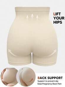 Maternity High Waist Belly Support Shorts, With Expandable Abdominal Support Panel, Suitable For Prenatal Yoga - Beige - View 3