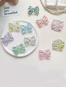 1PC Sparkling Bow Magnetic Suction Phone Airbag Bracket, Stable And Extendable Desktop Lazy Ring Buckle Bracket - Multicolor - View 1