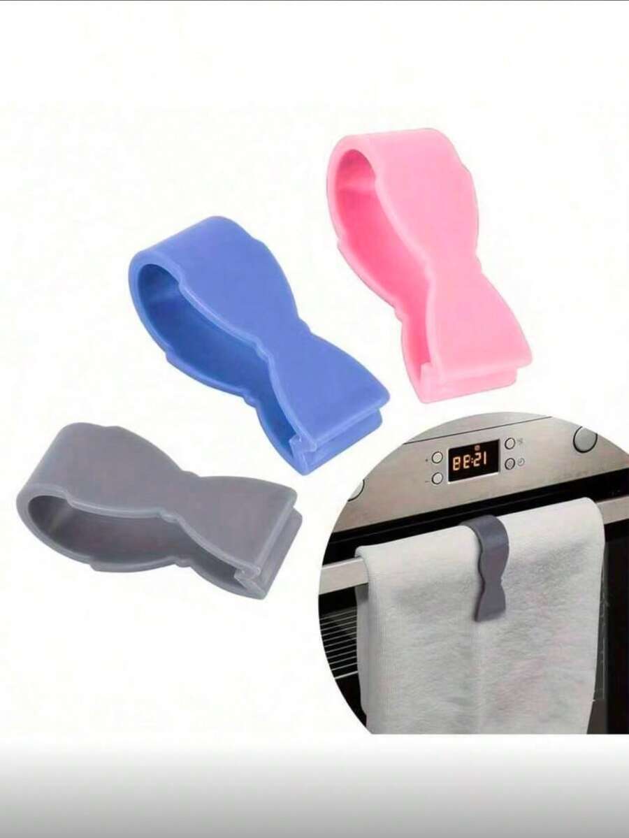 2pcs Kitchen Towel Clips - Prevent Towels From Falling - Suitable For Kitchen, Oven Handles, Bathroom Towel Racks, Dishwashers, Stoves - No More Towels On The Floor - 3 Color Options - Multicolor - View 1