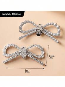 2pcs Shiny Silver Butterfly Shoe Clips, Metallic Mesh Texture, Fully Studded With Rhinestones. Exquisite And Glamorous, Adds Elegant Charm To Footwear