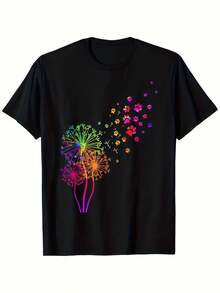 Men & Women 100% Soft Retro T-Shirt With Multicolor Lion's Mane Print - Oversized S-XXL (S-XL For Women) - Black Casual Dress Shirt To Match, Funny Gift For Christmas, Halloween Or Family Celebration - Soft Round Neck Tee - Black - View 1