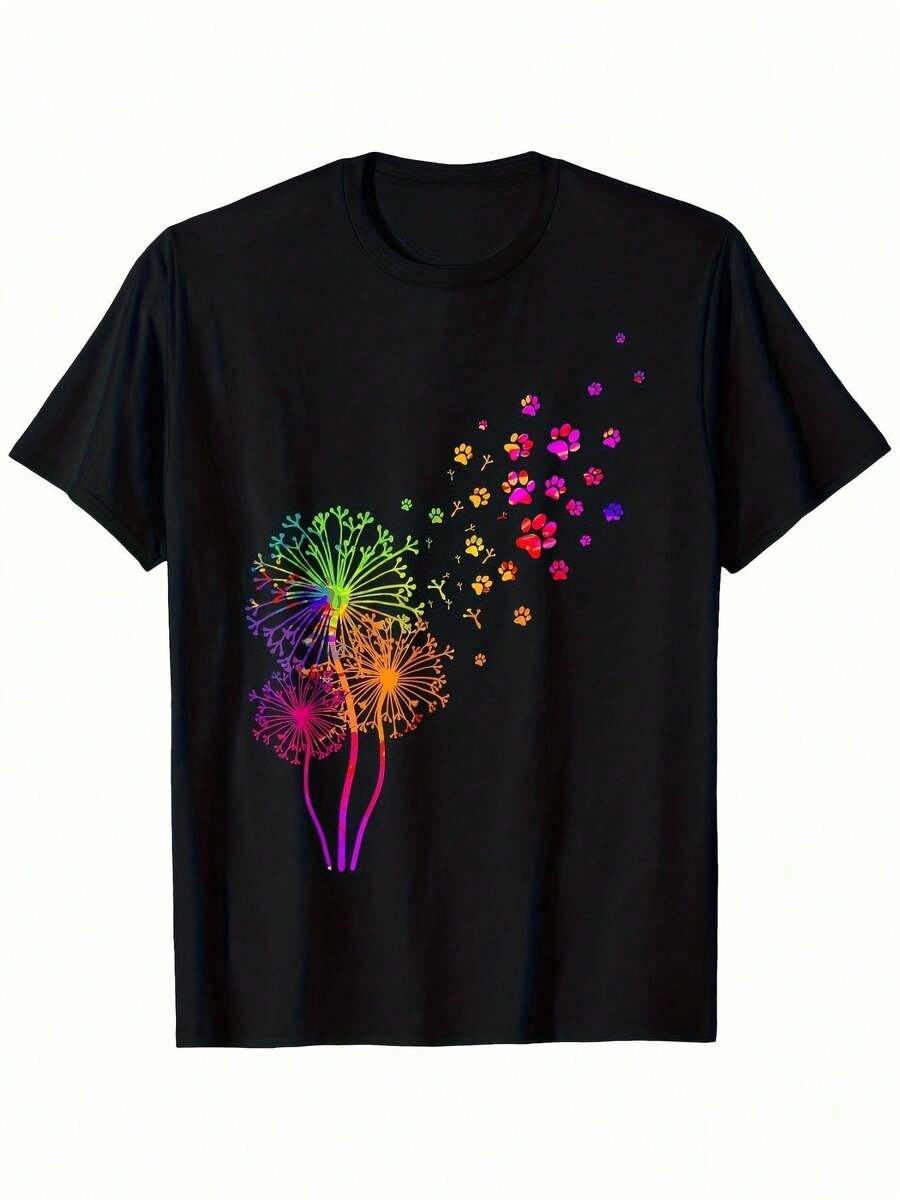 Men & Women 100% Soft Retro T-Shirt With Multicolor Lion's Mane Print - Oversized S-XXL (S-XL For Women) - Black Casual Dress Shirt To Match, Funny Gift For Christmas, Halloween Or Family Celebration - Soft Round Neck Tee - Black - View 1
