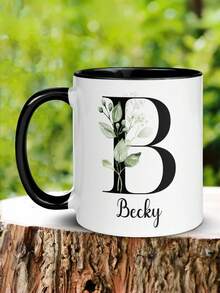 个性化礼品、姓名马克杯、首字母马克杯、单字母马克杯、字母组合马克杯、花卉字母马克杯、花卉咖啡杯、伴娘礼品 - 多色 - 查看 5