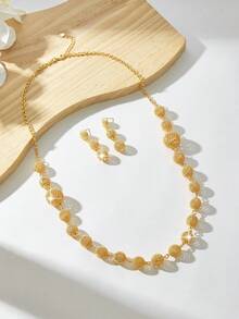 Mgyi Gold-Colored Copper Fashionable And High-End Luxury Retro For Women,18K Gold Plated Elegant Luxury Square Design Necklace For Women, Suitable For Nigeria, Dubai, Middle East, Saudi Arabia Bridal Wedding, Daily Wear, Wedding Anniversary Gift, Halloween Gift For Friends - PXLEH-247 - View 1