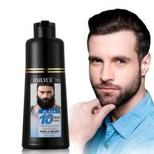 ONILYUA Men's Black Hair Color Dye Shampoo Beard Dye Shampoo For Men, 3In1 For Gray Mustache Hair Roots Touch Up, Long Lasting For 4 Weeks, Gray Reducing For All Hair Types, Gift For Men, 200ml - 黑色 - 查看 9
