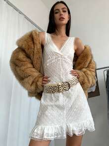 Y2K Beige Wide Belt, Sexy Punk Rock Street Style Metal Rivet Decor Faux Leather Belt - Beige - View 3