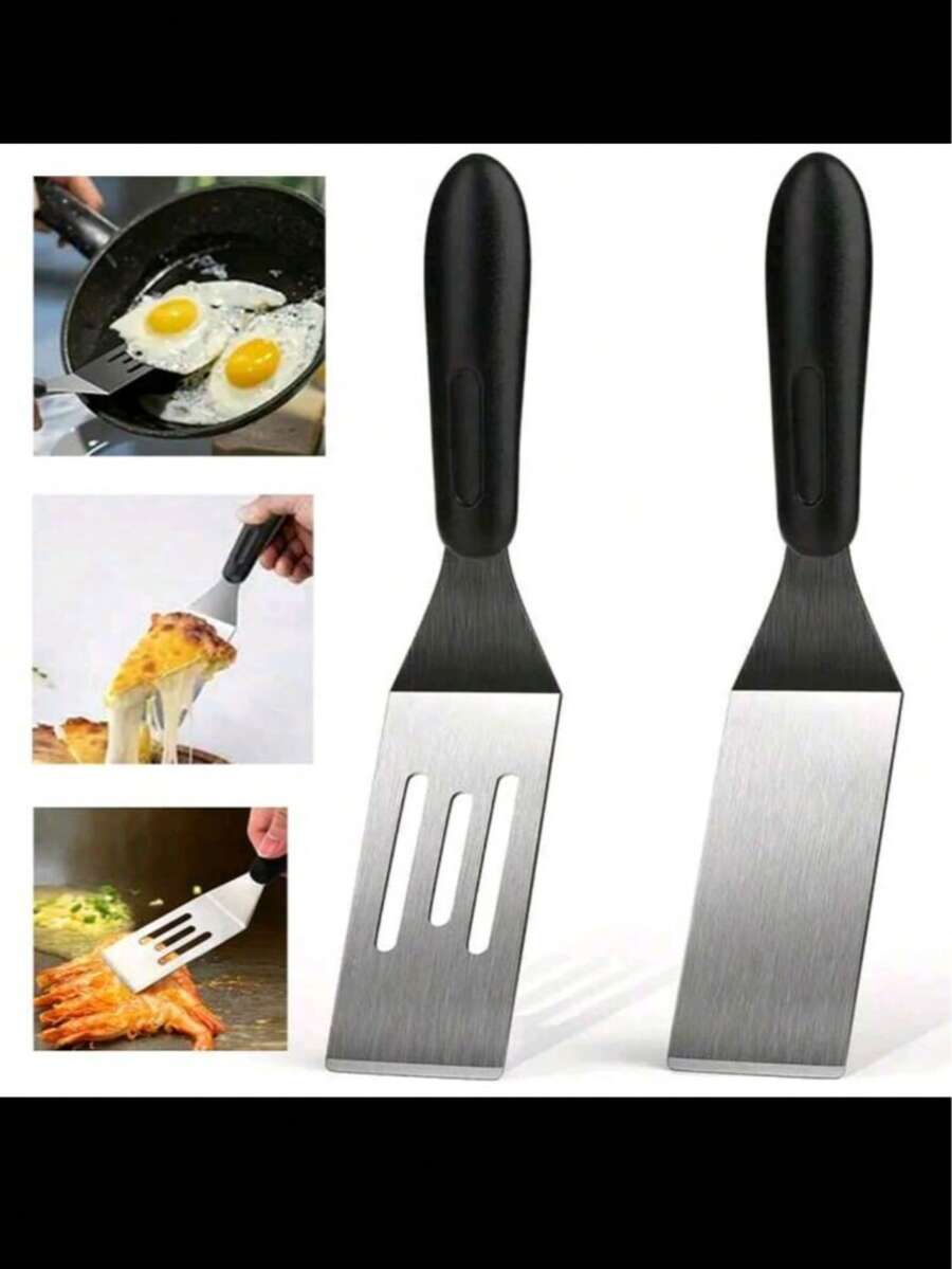 Mini Style Pancake Fruit Pan Fry Shovel Teppanyaki Beef Chop Shovel Japanese Cuisine Small Leaky Shovel Cooking Tool Japanese Cuisine Shovel Teppanyaki Stainless Steel Beef Chop Shovel Browni Tiramisu Cake Small Leaky Shovel Cooking Tool - Multicolor - View 1