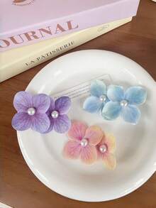 6pcs Kids Cute Fresh Butterfly & Orchid Flower Pearl Hair Clips, Seaside Vibe Side Clip Hair Accessories For Girls - Multicolor - View 2