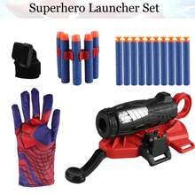 1pc Hero Web Shooter Glove - Soft Dart Launcher With Suction Cups, Fun Roleplay Toy Gift, Red & Blue Color