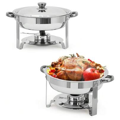 mteryoing 2/4/6 Pack Chafing Dishes For Buffet, 5 QT Round Buffet Servers And Food Warmer Set With Lid, Stainless Steel Chafers For Catering Parties Wedding Banquet