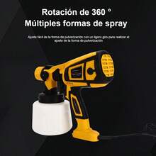 pistola pintura eletrica,pistola pintar electrica,pistola pintura bateria ,pistola pintura eletrica pulverizador 2,pulverizador tinta,pistola pintura automotiva,Pistola de Pintura de Alta Presión, Compacta para Proyectos de Bricolaje y Hogar - Amarillo - Ver 10