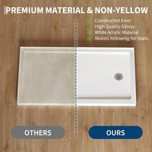 60"X32" Shower Pan With Center Drain - Single Threshold ABS Base & Non-Slip Surface,Lightweight Rectangle Acrylic Shower Base- Includes Drain Kit White - Default - View 7