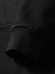 Men's Drifting Car And Japanese Anime Patterned Hooded Sweatshirt With Plush Print On The Back, Loose Fit With Racing Design, Casual Winter Pullover For Racing Enthusiasts (Machine Washable) Men's Hooded Sweatshirt - Black - View 4