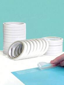 10 Rolls Double-Sided Tape, Durable DIY Essential Double-Sided Tape, Waterproof, Reusable, Suitable For Scrapbooking, Gift Wrapping, Crafts, Office & School Supplies - White, Compatible With Plastic Surfaces. Can Be Used For Photo Albums, Homemade Photos, Gift Wrapping, Paper Storage Boxes, Office, Back To School, Parties, Map Making, Etc. Easy To Remove, No Residue Left. Color And Style Shipped Randomly. - White - View 11