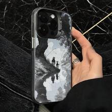 Funda para teléfono con impresión de paisaje de pesca en gris, negro y blanco para  14 Pro Max,  13 Pro,  Galaxy S23, S22 Plus, ajuste universal para todas las estaciones, opción de regalo ideal - Plateado - Ver 4
