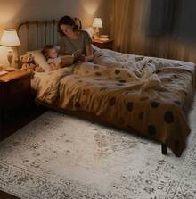 6x9 Washable Large Retro Soft Non-Slip Low Pile Area Rugs Living Room, Bedroom, Dining Room, Office (Beige, 6' X 9') - 灰褐色 - 查看 3