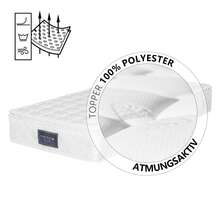 Hydraulic Single Upholstered Bed 90x200cm, Bed With Slatted Base Made Of Metal Frame, Modern Bed Frame With Storage Space, Cotton, Grey (With Mattress) - Grey - View 4