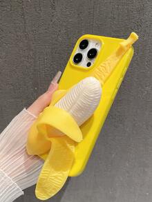 趣味减压软壳 3D 逼真香蕉黄手机壳，可玩手机壳，兼容 11/13/14/15/16/16 Plus/16 Pro Max - 黃色 - 查看 5