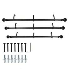 Extendable Carbon Steel Curtain Rod Pole With End Finials - Black - View 3